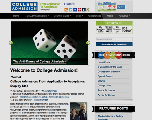 Web Site Design for College Admission Book